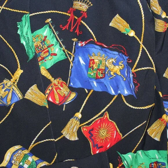 Schneberger Blouse Plus Sz Womens US 24 Royal Crest Pattern Button Front - Picture 7 of 16